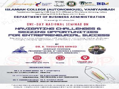  A One – Day National Seminar on “Navigating Challenges & Seizing Opportunities for Entrepreneurial Success”