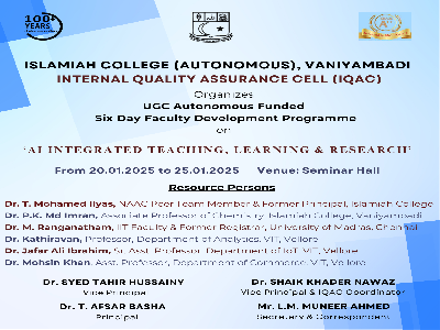  Six - Day Faculty Development Programme on  
